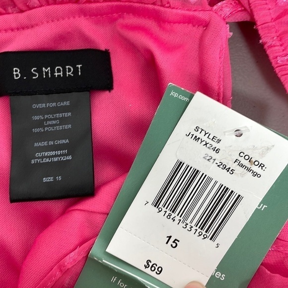 B. Smart Dress NWT Sleeveless Ruffles Knee Length Pink Junior 15 - Picture 12 of 16